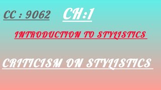 Criticism on Stylistics 9062 englishliteraturewithmahr englishlitreturelectures stylistcs [upl. by Aubreir]