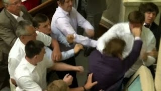 Raw Fight Breaks Out in Ukraine Parliament [upl. by Novrej249]