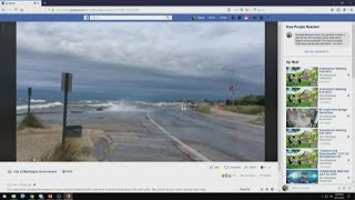 High water shoreline erosion closing Muskegon roadway [upl. by Heber]