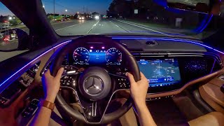 2024 MercedesBenz E450 4MATIC  POV Night Drive Binaural Audio [upl. by Anilahs]