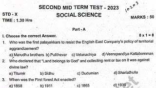 10th social science second midterm exam question paper 2024 [upl. by Aileahcim]