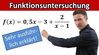 Funktionsuntersuchung gebrochenrational schräge Asymptote [upl. by Septima53]