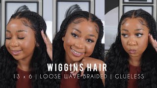 wigreview  Wiggins Hair  24inch Pre Braided Frontal Wig  No Glue Styling Or Plucking Required [upl. by Fee]