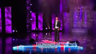 Luiz Meneghin Brasileiro Mórmon no America s Got Talent  Audições em Las Vegas Português [upl. by Ardnosac]