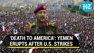 Punish America Thousands Seek Revenge By Houthis In Yemen After US Strikes  Watch [upl. by Ivah]