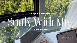 1HOUR STUDY WITH ME no breaks 🎹🔥 piano playlist amp fireplace ambience [upl. by Ecyle409]