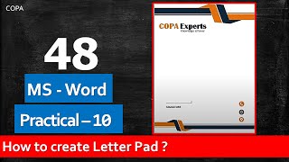 P48  COPA MSWordPractice  10 How to Create Letter Pad  લેટર પેડ કેવી રીતે બનાવવો  COPA [upl. by Kelcie]