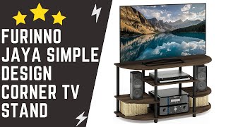 Furinno JAYA Simple Design Corner TV Stand  Columbia WalnutBlack Overview [upl. by Kerstin]