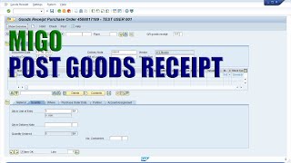 SAP Transaction MIGO  Post Goods Receipt for Purchase Order [upl. by Ellenwad]