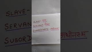 SLAVE SERVANT SUBORDINATE meaning in Hindi  short video [upl. by Gage997]