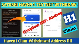 Satoshi Haven1 Withdrawal 10 H1  H1 Testnet coin airdrop  H1 Testnet Claim Kaise Kare [upl. by Suilenrac797]