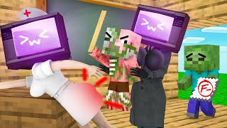 PIGMAN and ZOMBIE are punishing TV WOMAN for BAD GRADES   Minecraft Animation [upl. by Crowe]