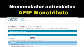 ACTIVIDADES ECONÓMICAS EN AFIP ¿Qué tipos de actividades económicas hay para iniciar el Monotributo [upl. by Adilen]