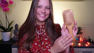 ASMR Hair Brushing 💖 Hair Play Long Hair Over Face Brushing Whispering [upl. by Burrell677]