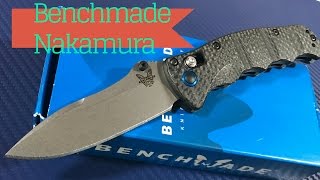 Benchmade Nakamura Axis lock knife with carbon fiber scales and S90V blade steel elegant and smooth [upl. by Romina794]