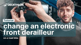 TUTORIAL  How to change an electronic front derailleur on a road bike 🚴  Decathlon [upl. by Alcot]