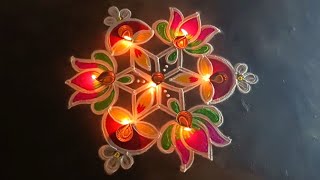 Diwali rangoli designs beautifuldiyarangoli🥀Diwalirangoli🥀Deepavali lotuskolam🥀gokulramya kolangal [upl. by Daniel38]