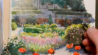 Painting a Flower Garden in Watercolor [upl. by Lletnohs793]