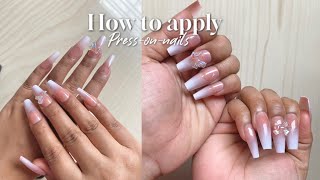 How to apply press on nails for beginners ll [upl. by Nnylacissej399]