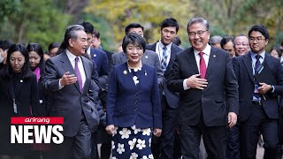 Top diplomats of S Korea Japan China agree to speed up efforts needed to resume trilateral summit [upl. by Rochell553]