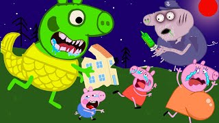 Zombie Apocalypse Oneeyed Monster destroys Peppas house🧟♀️  Peppa Pig Funny Animation [upl. by Enak]