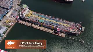 The topsides lifting campaign for the FPSO Liza Unity [upl. by Maris]