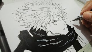 Drawing a Manga Page  Jujutsu kaisen  呪術廻戦  Gojo Satoru  Gege Akutami Drawing [upl. by Costello]