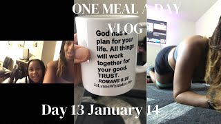 MY WEIGHT LOSS JOURNEY Jan 14 INTERMITTENT FASTING OMAD onemealaday day 13 vlog myworkout [upl. by Omissam811]