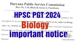 HPSC PGT बायोलॉजी2024subject knowledge test resultHPSC PGTHPSC update [upl. by Wanda]