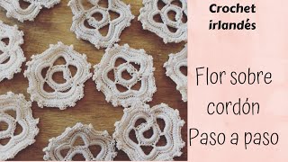 Flor crochet irlandés paso a paso en español del libro Dmc library [upl. by Atinehc]