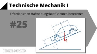 Technische Mechanik 1 Übung 25  erforderlichen Haftreibungskoeffizienten berechnen [upl. by Gnay]