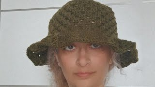 LEFT HAND How To Crochet Granny Stitch Bucket Hat [upl. by Ellehcin]