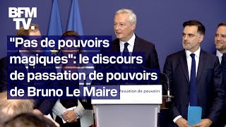 Le discours de passation de pouvoir de Bruno Le Maire en intégralité [upl. by Llertnauq545]