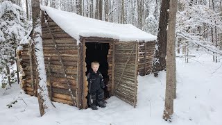 1 Year in Log Cabin Survival Shelter Building Camping Repairing Bushcraft Shelter [upl. by Selry]