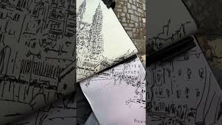 Urban Sketching  Cathedral with Pentel Sign Pen [upl. by Triplett]