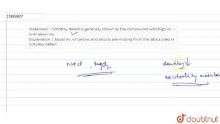 Statement  Schottky defect is generally shown by the compounds with high co [upl. by Fitalludba]