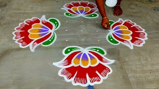 Pongal kolam design 2024🌹Sankranthi Chukkala muggulu🌹53 Margazhi kolam design🌹Super colour rangoli [upl. by Udele]