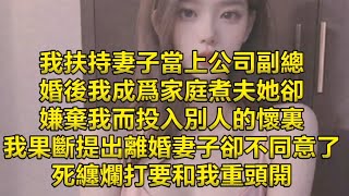 我扶持妻子當上公司副總，婚後我成爲家庭煮夫她卻嫌棄我投入別人的懷裏，我果斷提出離婚，妻子卻不同意了，死纏爛打要和我重頭開 [upl. by Eahsel379]