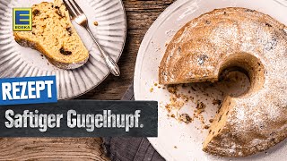 Saftiger Gugelhupf  HefegugelhupfRezept mit Rosinen und Mandeln [upl. by Ehctav58]