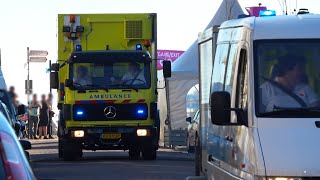 Ambulance haakarm 17860 en Noodhulpteam 17833 met zwaailichten en sirenes door Vlissingen 1548 [upl. by Gage]