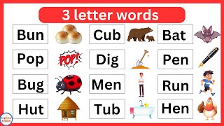 Three letter words  three letter words in english  3 letter word  Phonics for Kids  Preschool [upl. by Inaja]