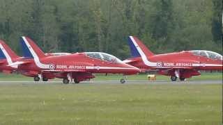 Red Arrows depart Bournemouth Hurn Airport for Queens Jubilee Flypast 190512 [upl. by Aiyekal]