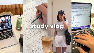 productive study vlog 📚👩🏻‍💻 struggling college student attending uni lectures cafe hopping [upl. by Odlanier]