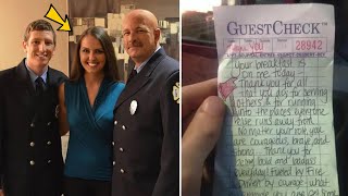 Waitress sees 2 firefighters walk in writes note on check that leads them to take action [upl. by Ardle]