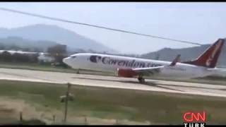 Gazipasa Airport Landing Corendon Liberalsun Real Estate [upl. by Atilahs]