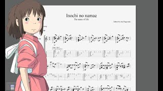 Inochi no namae  One Summers Day   Spirited Away Fingerstyle【TAB】 [upl. by Hars934]