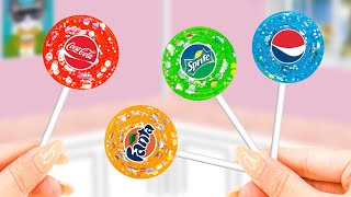 Coolest Miniature Coca Fanta Sprite Lollipop Jelly Candy  Mini Fruits Jelly Desserts  FunFun Cakes [upl. by Aikcir554]