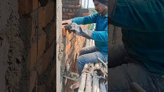 Sahul me wall construction civil trending shorts wall ytshorts shortsfeed brick [upl. by Nanaek]