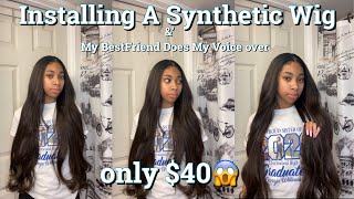 HD Synthetic wig install😱  My bestie does my voiceover funny  Ft Beauty Exchange  Mya Monét [upl. by Ebehp]