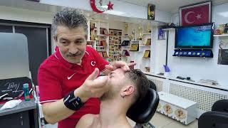 Asmr Relaxing BackChest and Scalp Massage on the Turkısh Barber Chaır [upl. by Aihseyn]